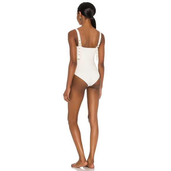 Revel Rey Hunter Buckle Strap One Piece Swimsuit Cream Women's XS NWOT - Picture 3 of 7